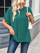 Black Striped Waffle Knit Poncho Top for Women Woman T Shirts