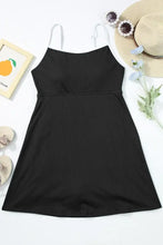 Black Swim Dress with White Trim Removable Padding Stretchy Fabric Swimwear