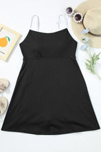 Black Swim Dress with White Trim Removable Padding Stretchy Fabric Swimwear
