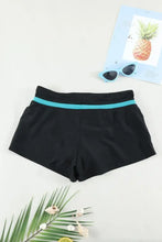 Black Swim Shorts with Turquoise or Blue Drawstring Machine Washable Swim Bottoms