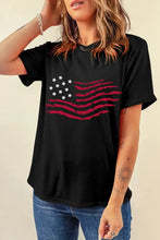 Black T-Shirt with American Flag Graphic for Women Woman T Shirts