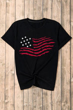 Black T-Shirt with American Flag Graphic for Women Woman T Shirts