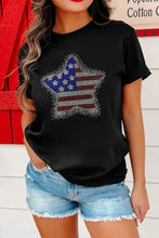 Black T-Shirt with American Flag Star and Light Blue Jeans Set Woman T Shirts