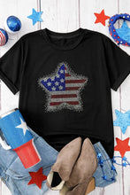 Black T-Shirt with American Flag Star and Light Blue Jeans Set Woman T Shirts