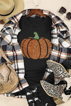 Black T-Shirt with Glittery Pumpkin Design for Women Woman T Shirts