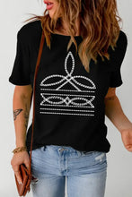 Black T-Shirt with White Geometric Design for Women Woman T Shirts