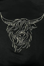Black T-Shirt with White Highland Cow Graphic for Women Woman T Shirts