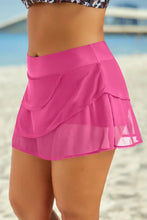 Black Tiered Swim Skirt with Moderate Stretch Swim Bottoms