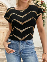 Black Top with Gold Chevron Pattern Black Woman T Shirts