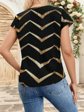 Black Top with Gold Chevron Pattern Woman T Shirts