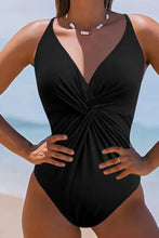 Black Twisted Front One Piece Swimsuit Black Swimwear