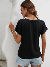 Black Twisted Knot Short Sleeve Blouse for Women Woman T Shirts
