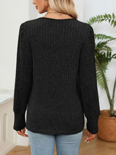Black V Neck Ribbed Sweater with Lace Trim for Women Woman T Shirts