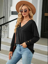 Black V-Neck Sweater for Women Casual Stretch Rayon Blend Woman T Shirts