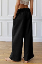 Black Wide-Leg Drawstring Pants for Women Woman Leggings