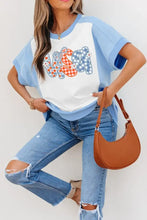 Blue and White Flower USA Graphic Tee for Women Woman T Shirts