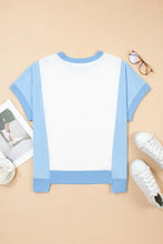 Blue and White Flower USA Graphic Tee for Women Woman T Shirts