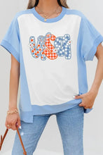 Blue and White Flower USA Graphic Tee for Women Woman T Shirts