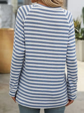 Blue and White Striped Long Sleeve Stretch Shirt for Women Woman T Shirts
