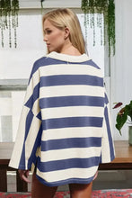 Blue and White Striped Oversized Cotton Shirt for Women Woman T Shirts