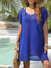 Blue Crochet Knit Swimwear Cover-Up Dress Swimwear Cover-Ups