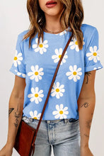 Blue Daisy Patterned Women's T-Shirt Light Blue Woman T Shirts