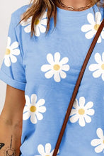 Blue Daisy Patterned Women's T-Shirt Woman T Shirts