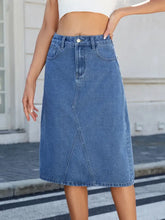 Blue Denim Midi Skirt with Pockets Woman Skirts