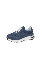 Blue Denim Sneakers with White Laces for Women Medium Woman Athletic Shoes