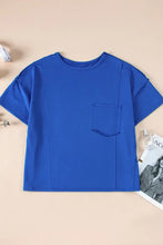 Blue Oversized Short Sleeve T Shirt with Pocket for Women Woman T Shirts