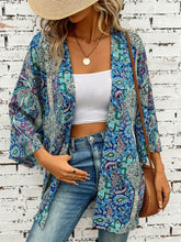 Blue Paisley Print Kimono Swimwear Cover Up Swimwear Cover-Ups