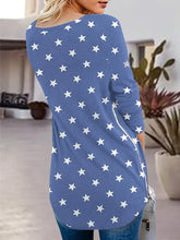Blue Star Pattern Tunic with Side Zippers for Women Woman T Shirts
