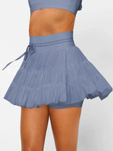 Blue Tiered Pocketed Mini Tennis Skirt for Women Woman Skirts