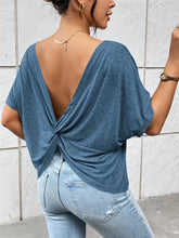 Blue Twist-Back Scoop-Neck T-Shirt for Women Dusty Blue Woman T Shirts