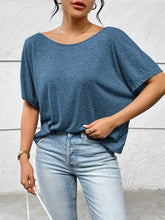 Blue Twist-Back Scoop-Neck T-Shirt for Women Woman T Shirts