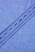 Blue V Neck Top with Eyelet Detail and Shoulder Cutouts Woman T Shirts