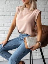 Blush Sleeveless Mock Neck Cap Sleeve Top for Women Woman T Shirts