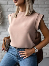Blush Sleeveless Mock Neck Cap Sleeve Top for Women Woman T Shirts