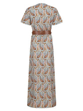 Bohemian Paisley Belted Maxi Dress with Pockets Maxi Dresses