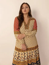 Bohemian Patterned Maxi Dress with Buttons Maxi Dresses