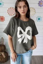 Bow Graphic Short Sleeve T Shirt for Women Cotton Blend Woman T Shirts