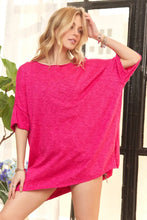 Bright Pink Drop Shoulder Loose Fit Oversized Top for Women Woman T Shirts