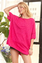 Bright Pink Drop Shoulder Loose Fit Oversized Top for Women Woman T Shirts