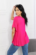 Bright Pink Flutter Sleeve Top with Round Neck for Women Woman Blouses