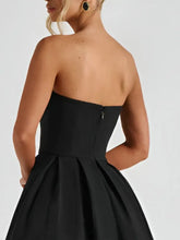 Bright Pink Strapless Evening Dress in Fuchsia Polyester Evening Dresses