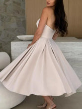 Bright Pink Strapless Evening Dress in Fuchsia Polyester Evening Dresses