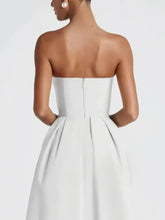 Bright Pink Strapless Evening Dress in Fuchsia Polyester Evening Dresses