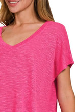 Bright Pink V-Neck Cropped T-Shirt for Women Woman T Shirts