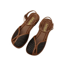 Brown and Black Woven Sandals for Women Woman Loafers