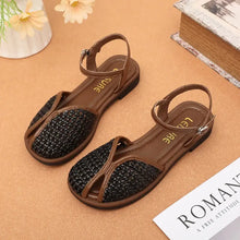 Brown and Black Woven Sandals for Women Woman Loafers